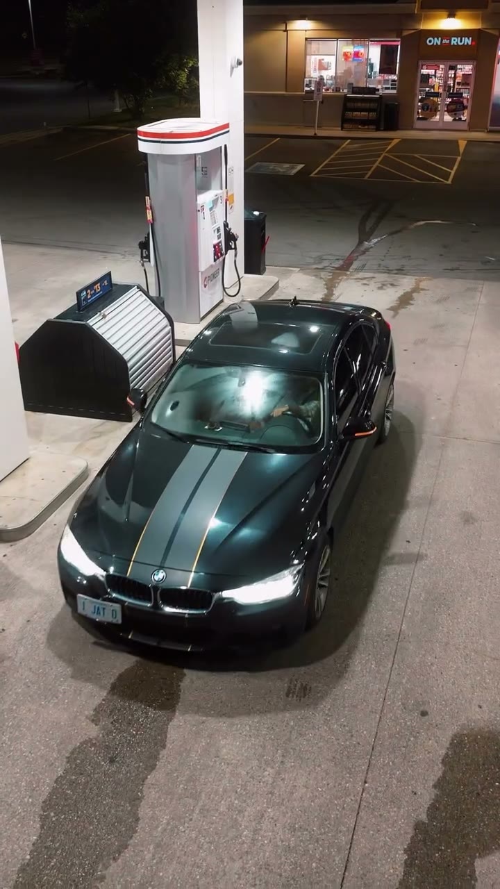 Car filmed at night in a moody automotive reel
